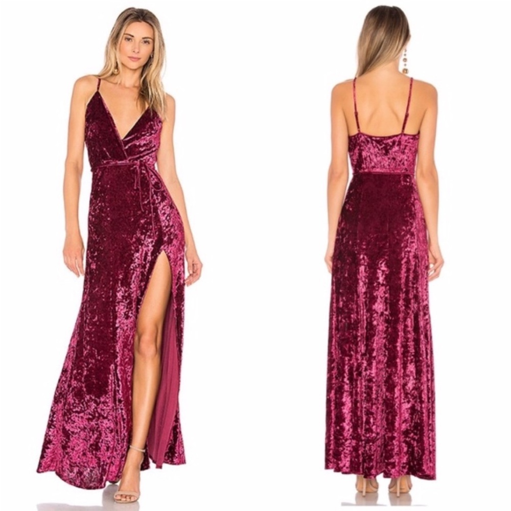 Centinela Velvet Maxi Dress in Rich Burgundy